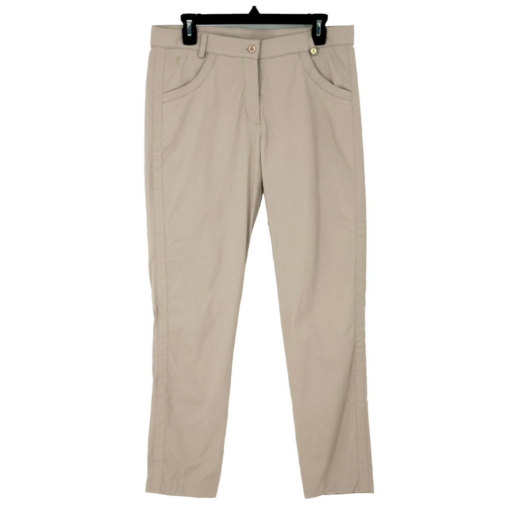 Golfino Golf Pants Womens 12 US Beige Khaki Stretch Chino Pockets Straight Leg